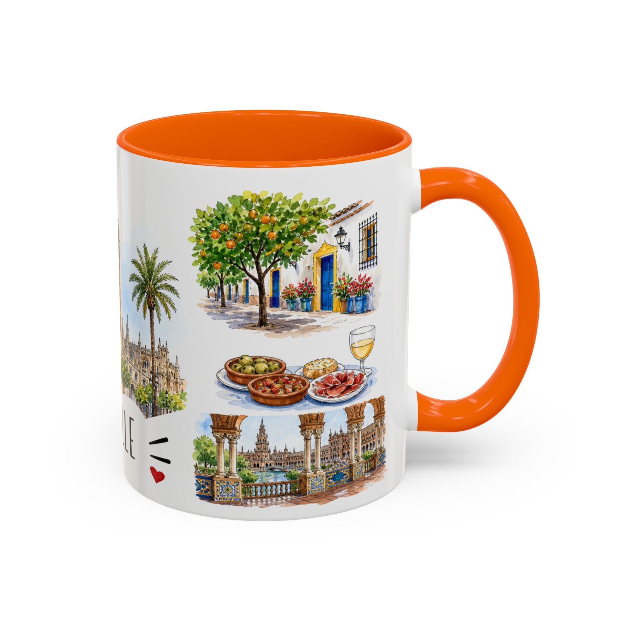 Seville Illustrated Travel Mug | City Souvenir Accent Coffee Mug | 11oz 15oz Ceramic Cup