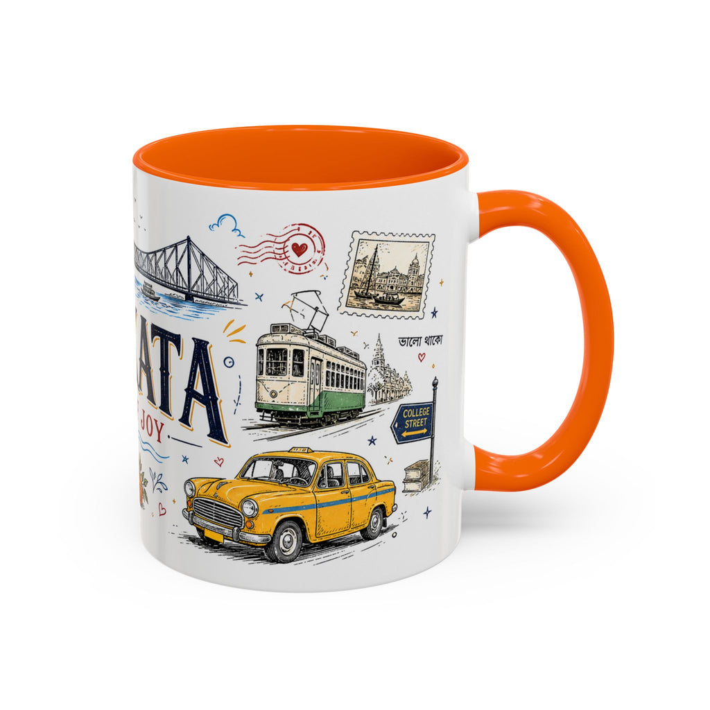 Kolkata Coffee Mug | India Souvenir Travel Gift | Accent Color Ceramic 11oz 15oz