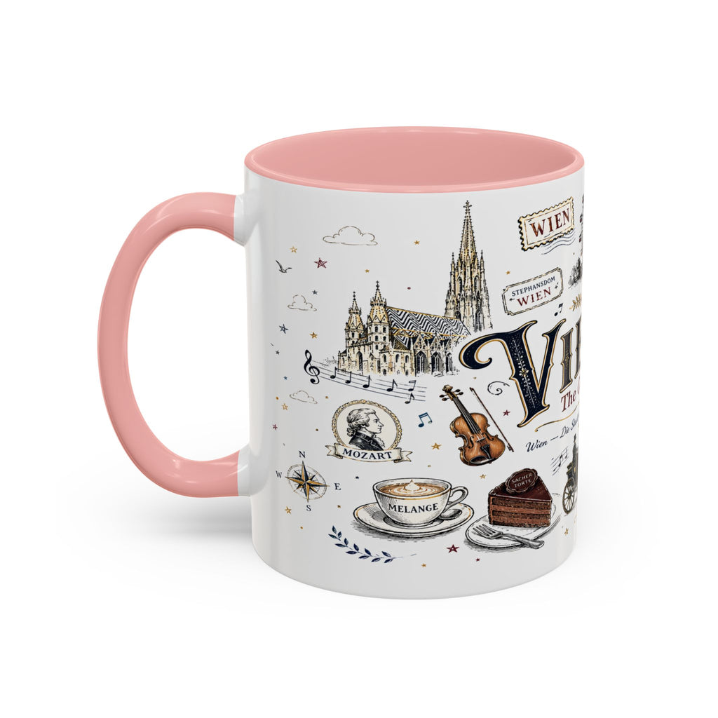 Vienna Coffee Mug | Austria Souvenir Travel Gift | Accent Color Ceramic 11oz 15oz