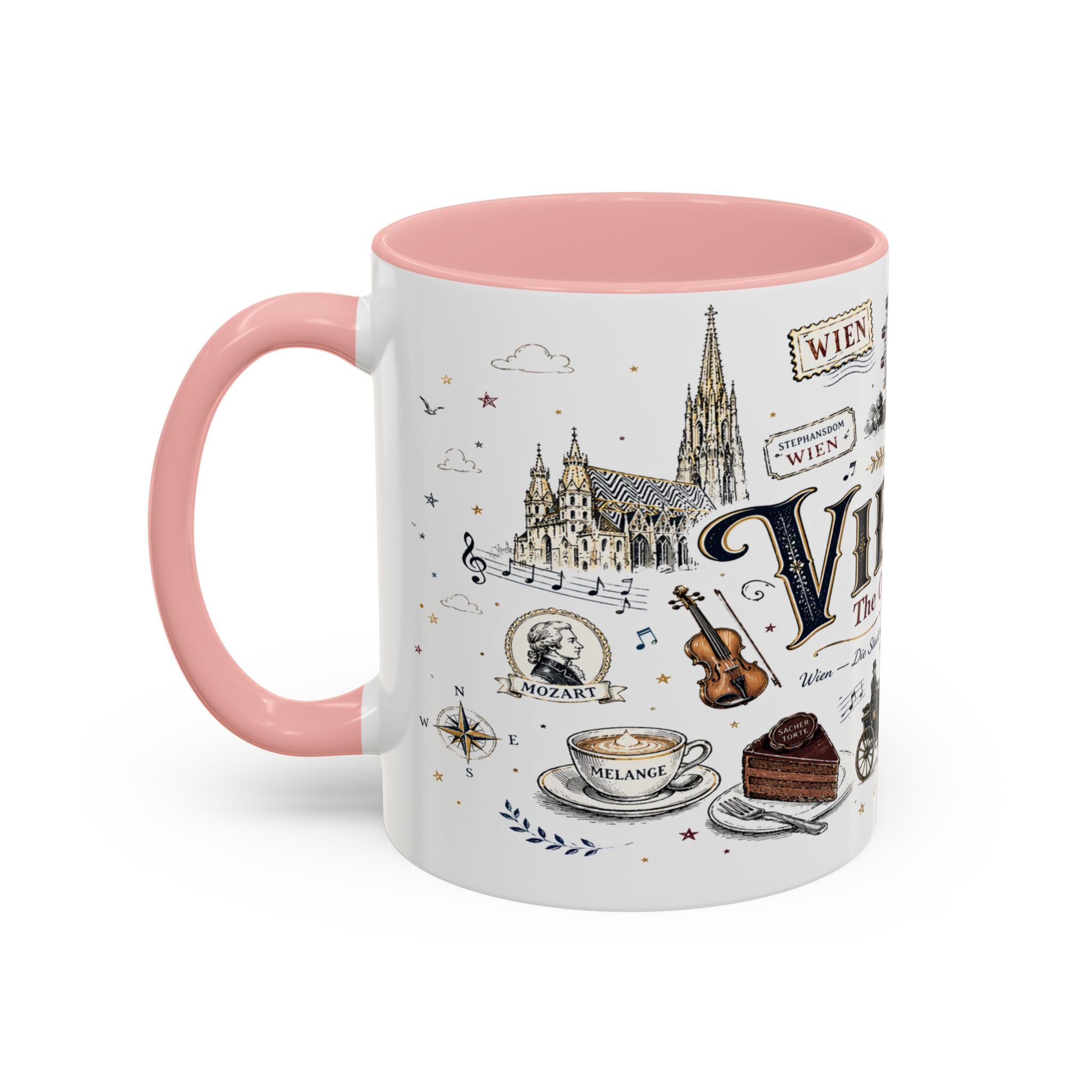 Vienna Coffee Mug | Austria Souvenir Travel Gift | Accent Color Ceramic 11oz 15oz