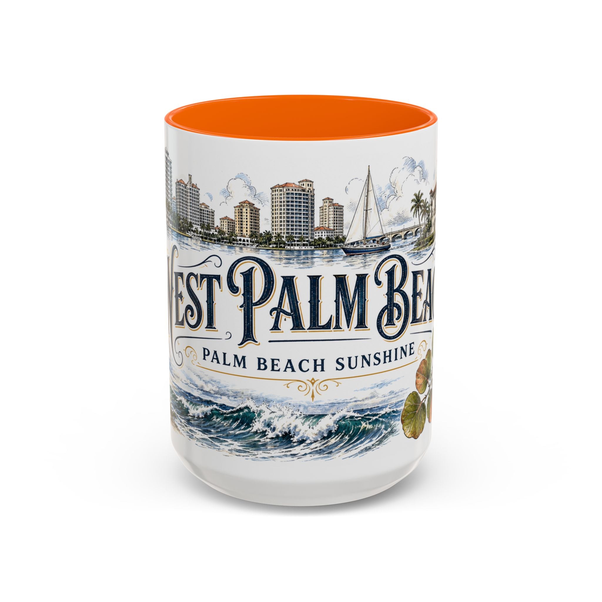 West Palm Beach Coffee Mug | United States Travel Souvenir | Vintage Illustrated City Gift | 11 oz 15 oz Accent Mug