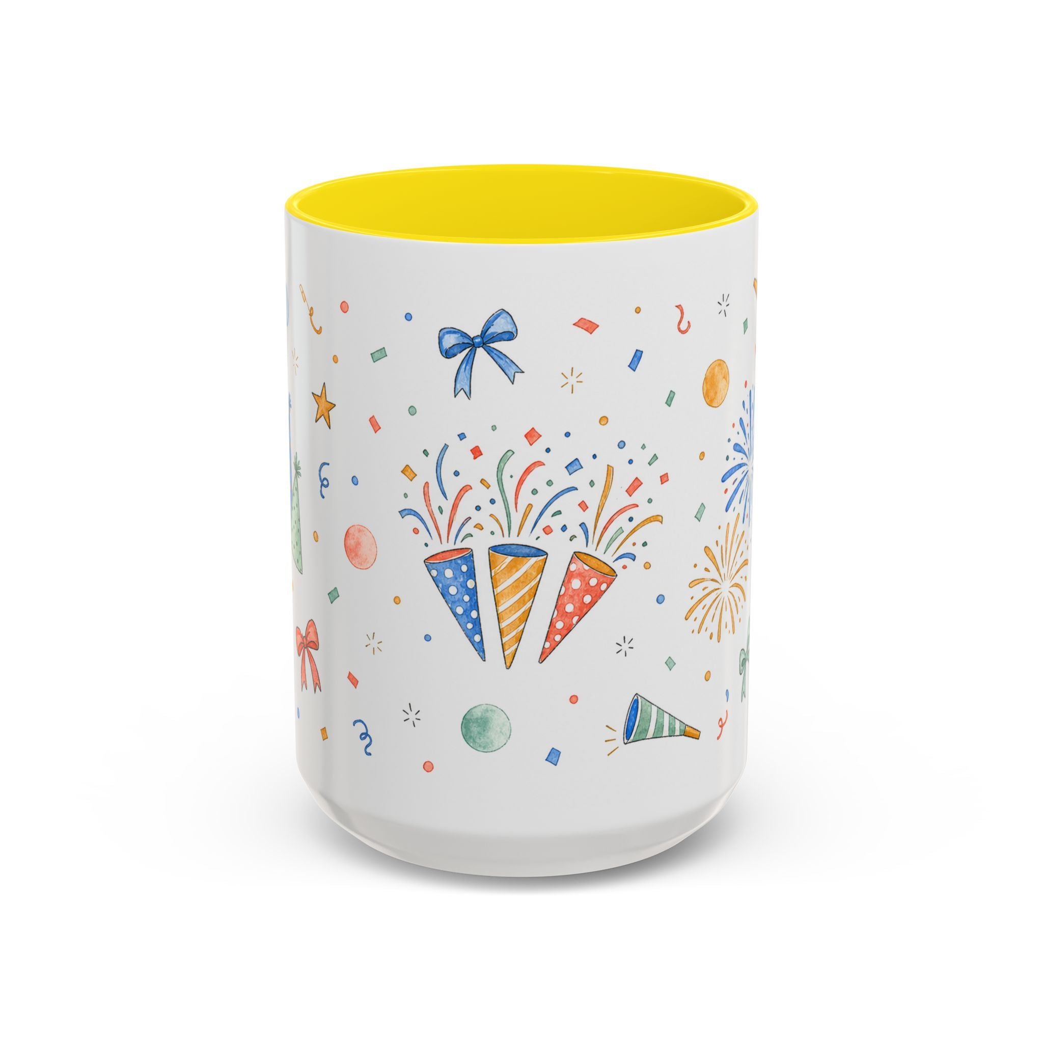 New Year Confetti Mug | Party Popper Watercolor Celebration Gift | Accent Cup 11oz 15oz