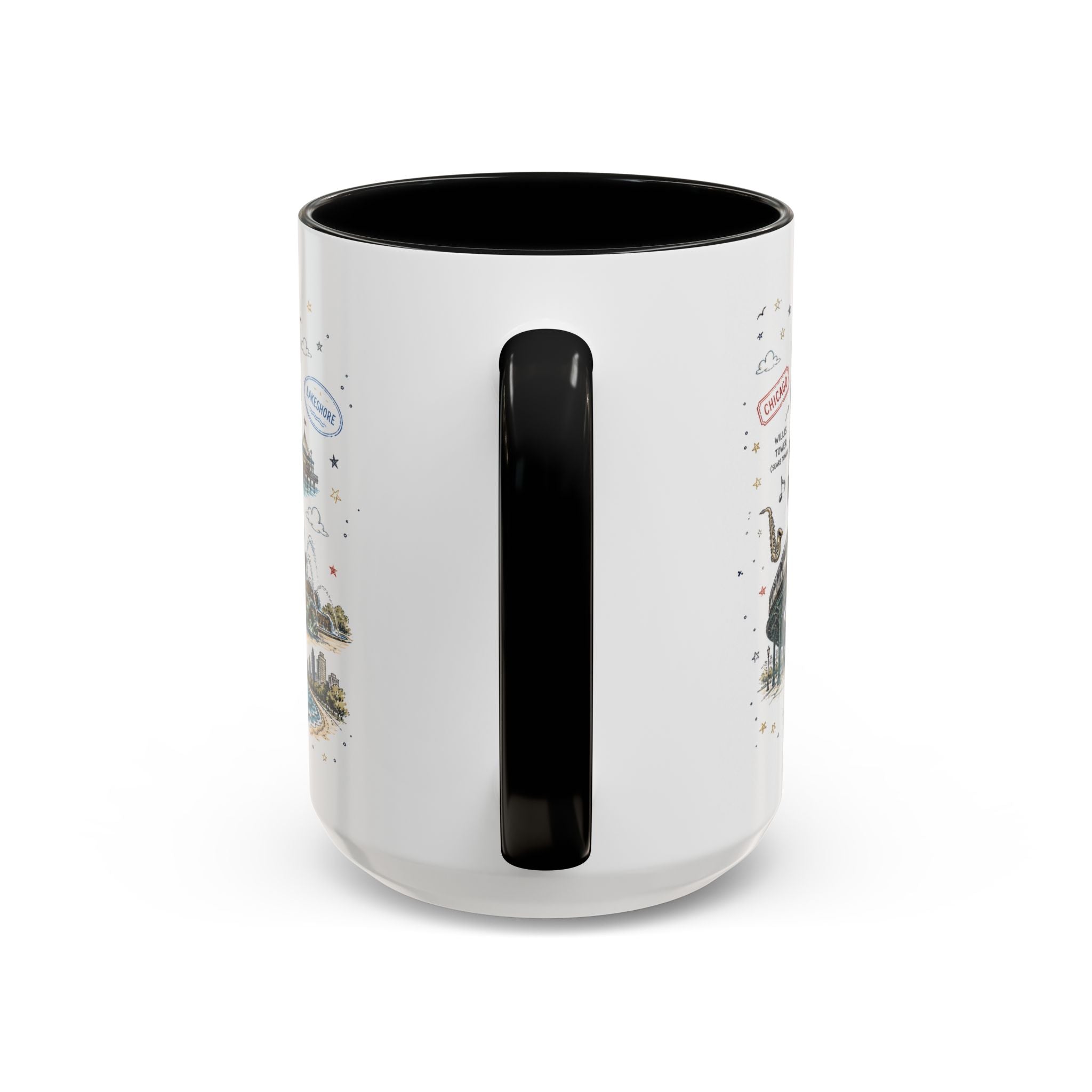 Chicago Coffee Mug | Illinois Souvenir City Gift | Accent Color Ceramic 11oz 15oz