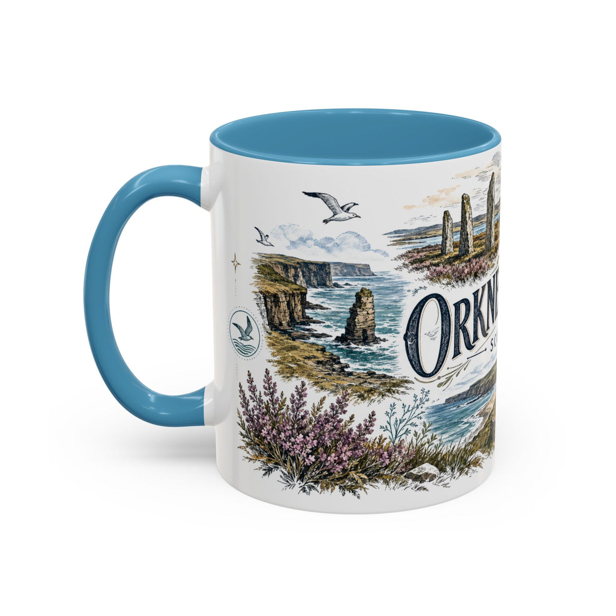 Orkney Islands Mug, Scotland Travel Souvenir, Bucket List Gift, Accent Ceramic Coffee Mug 11oz 15oz