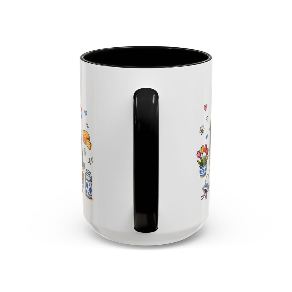 Volendam Illustrated Travel Mug | Netherlands Souvenir Accent Coffee Mug | 11oz 15oz Ceramic Cup
