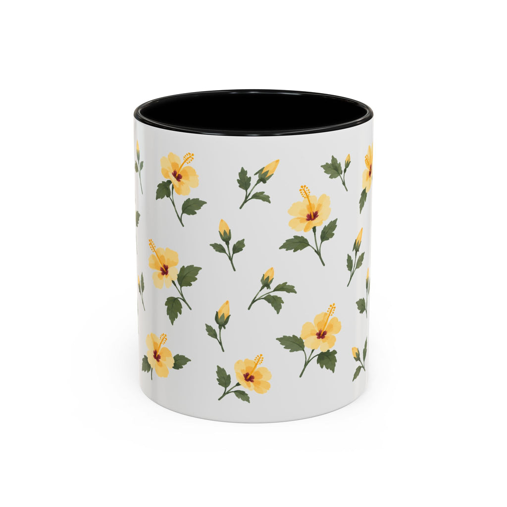 Hawaii Yellow hibiscus Mug, State Flower Floral Coffee Cup, 11oz Botanical Gift
