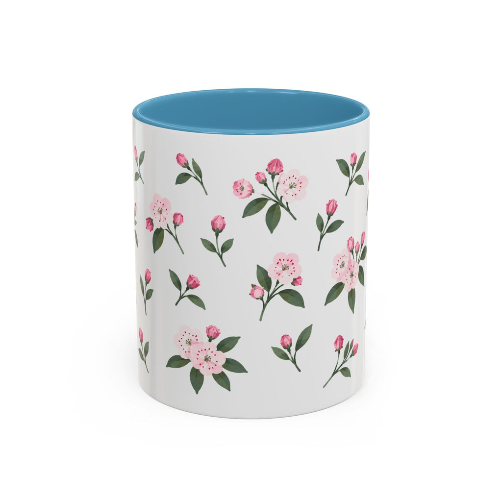 Connecticut Mountain Laurel Mug, State Flower Floral Coffee Cup, 11oz Botanical Gift