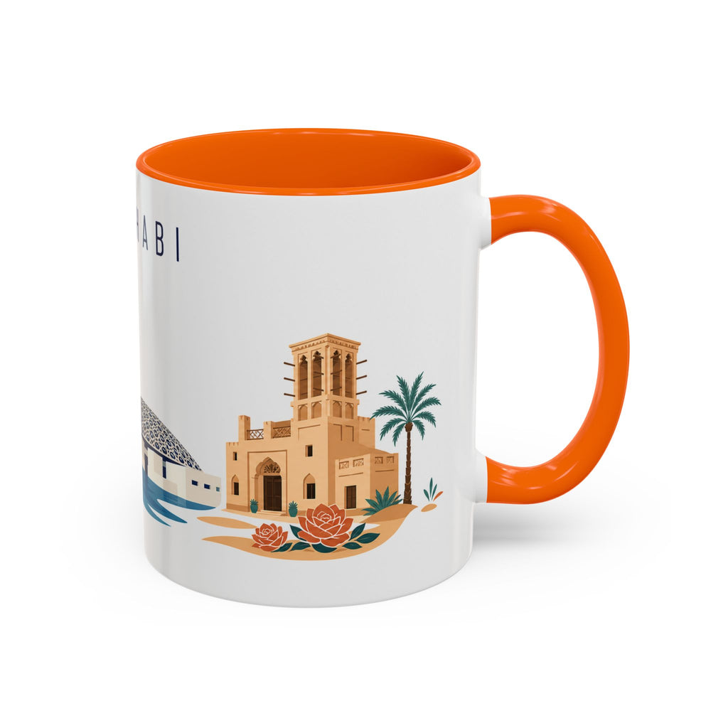 Abu Dhabi Coffee Mug | United Arab Emirates Travel Souvenir | Porcelain Decal City Gift | 11oz 15oz Accent Mug