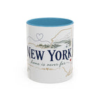 New York State Map Mug | Botanical Rose Accents, Long Distance Friendship Gift