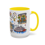 New Orleans Illustrated Travel Mug | City Souvenir Accent Coffee Mug | 11oz 15oz Ceramic Cup