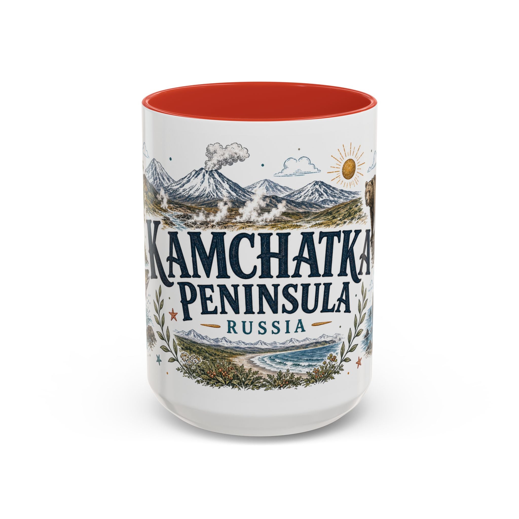Kamchatka Peninsula Mug, Russia Travel Souvenir, Bucket List Gift, Accent Ceramic Coffee Mug 11oz 15oz