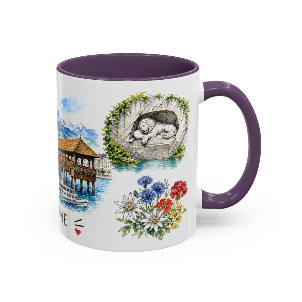 Lucerne Illustrated Travel Mug | City Souvenir Accent Coffee Mug | 11oz 15oz Ceramic Cup
