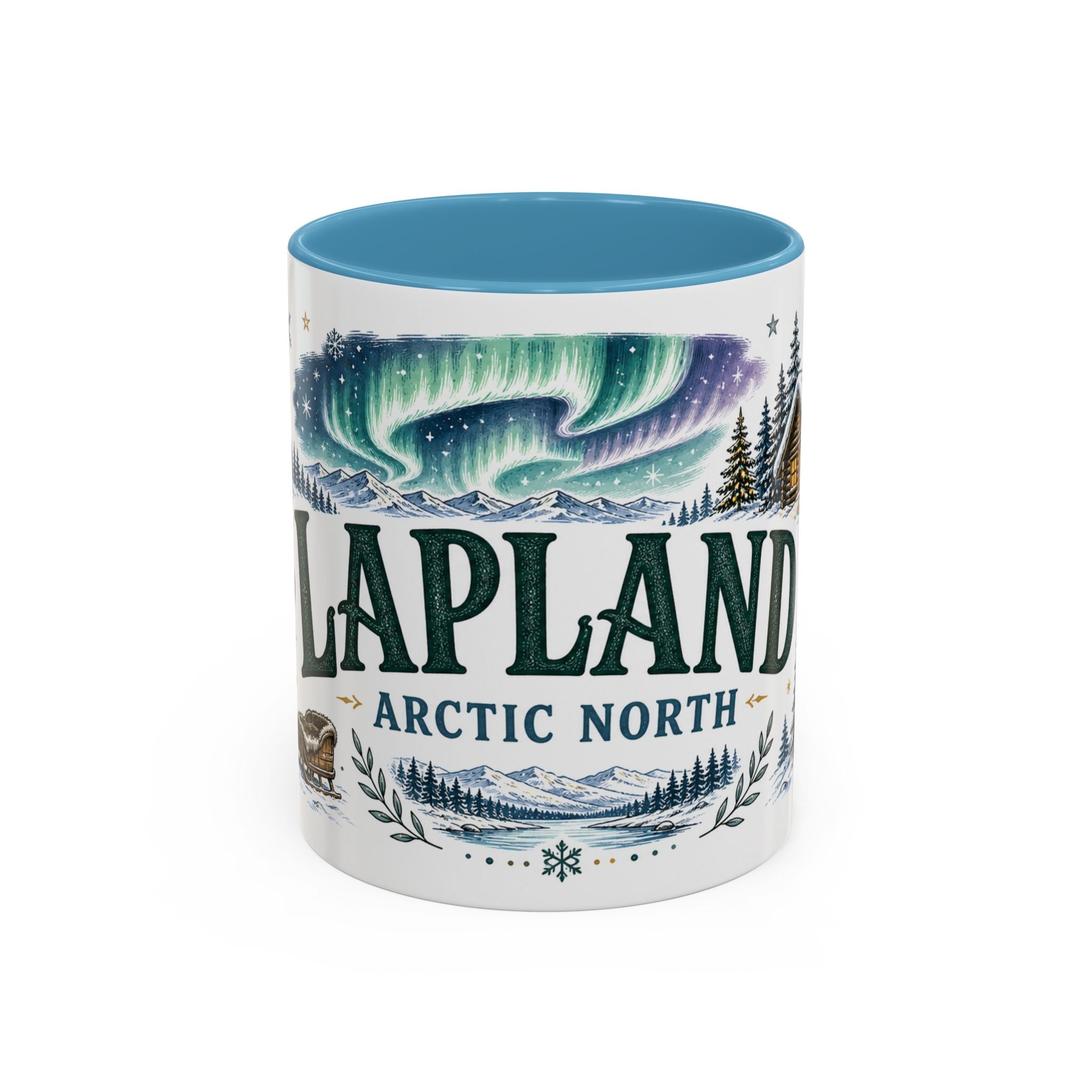 Lapland Coffee Mug | Travel Destination Souvenir Gift | Accent Color Ceramic 11oz 15oz