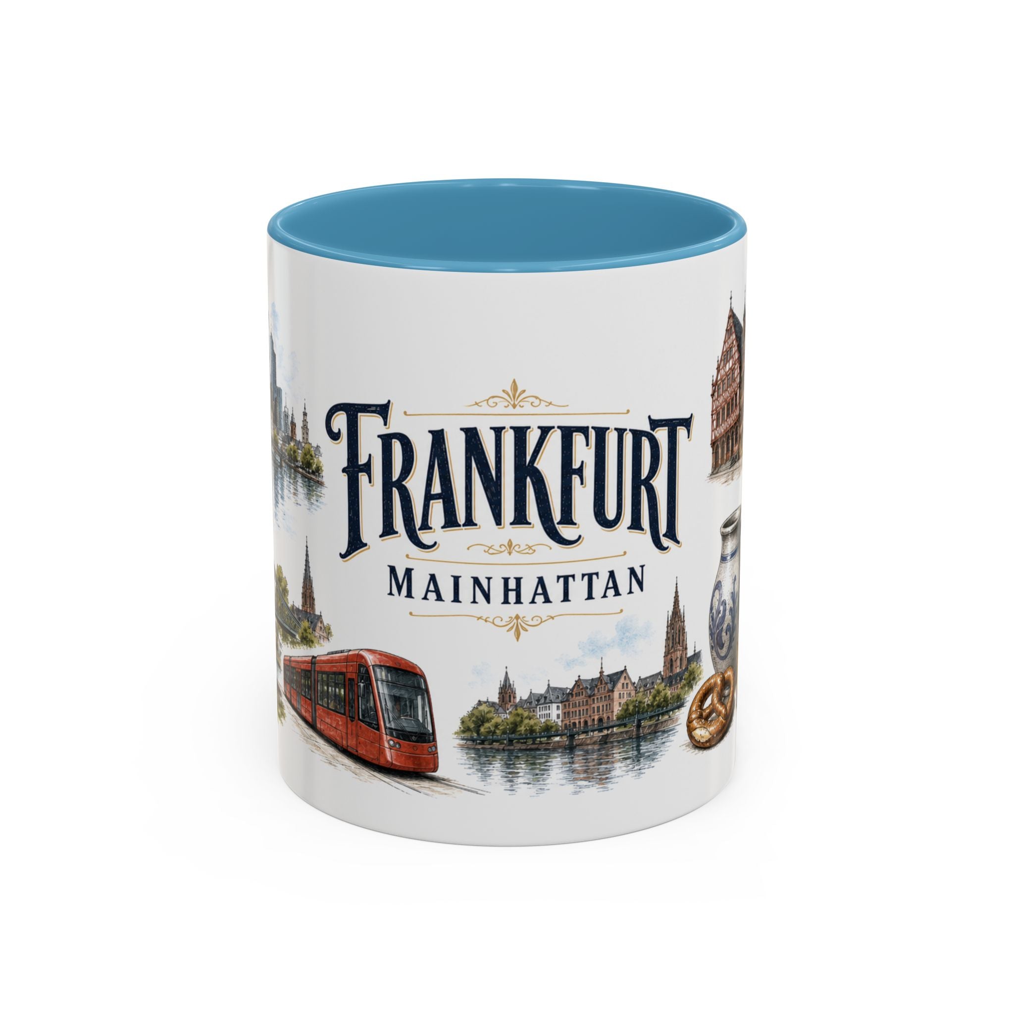 Frankfurt Coffee Mug | Germany Travel Souvenir | Vintage Illustrated City Gift | 11 oz 15 oz Accent Mug