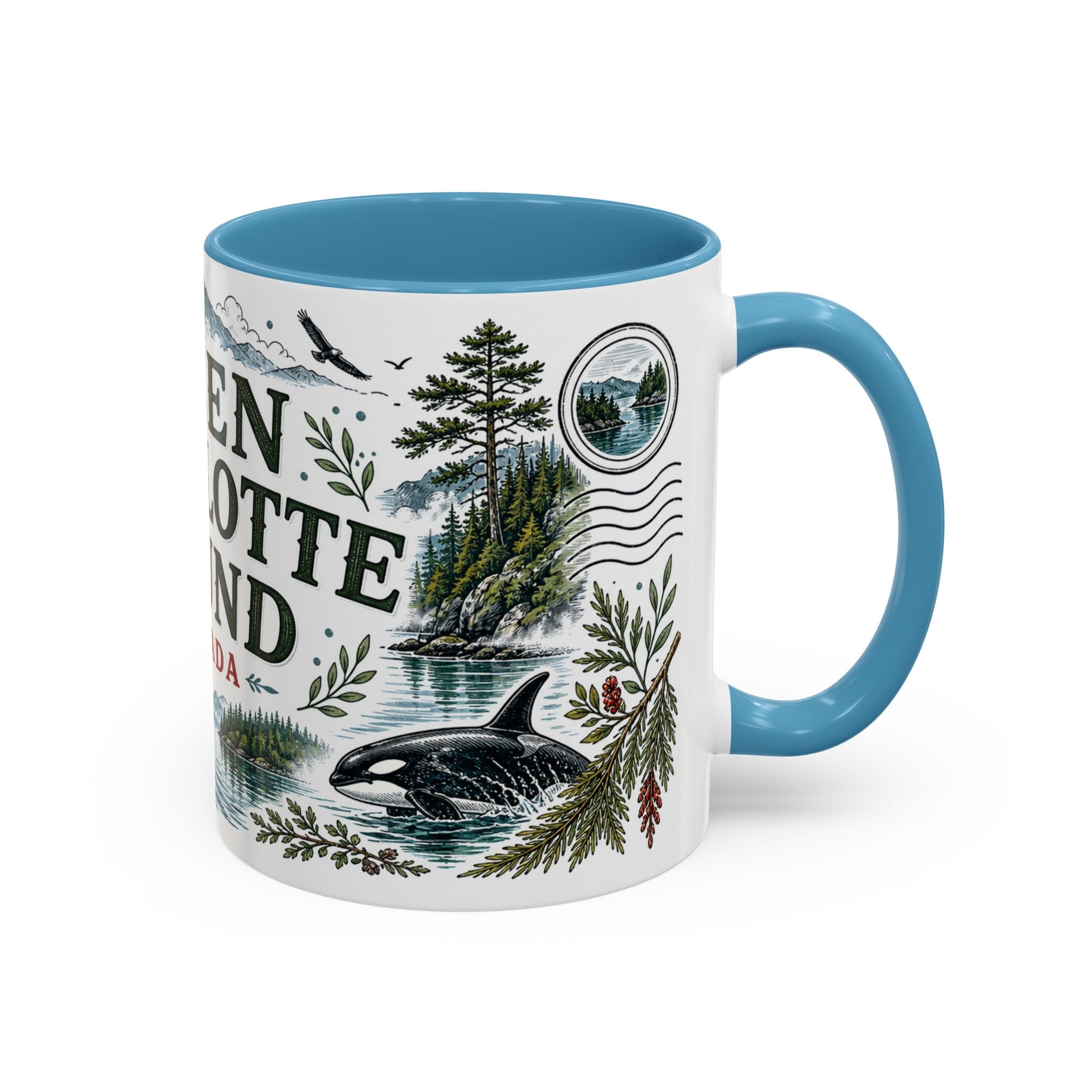 Queen Charlotte Sound Coffee Mug | Travel Destination Souvenir Gift | Accent Color Ceramic 11oz 15oz