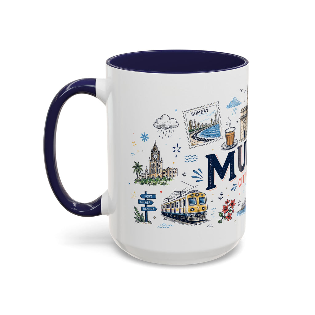 Mumbai Coffee Mug | India Souvenir Travel Gift | Accent Color Ceramic 11oz 15oz