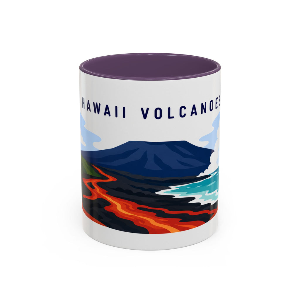 Hawaii Volcanoes Coffee Mug | Travel Destination Souvenir Gift | Accent Color Ceramic 11oz 15oz
