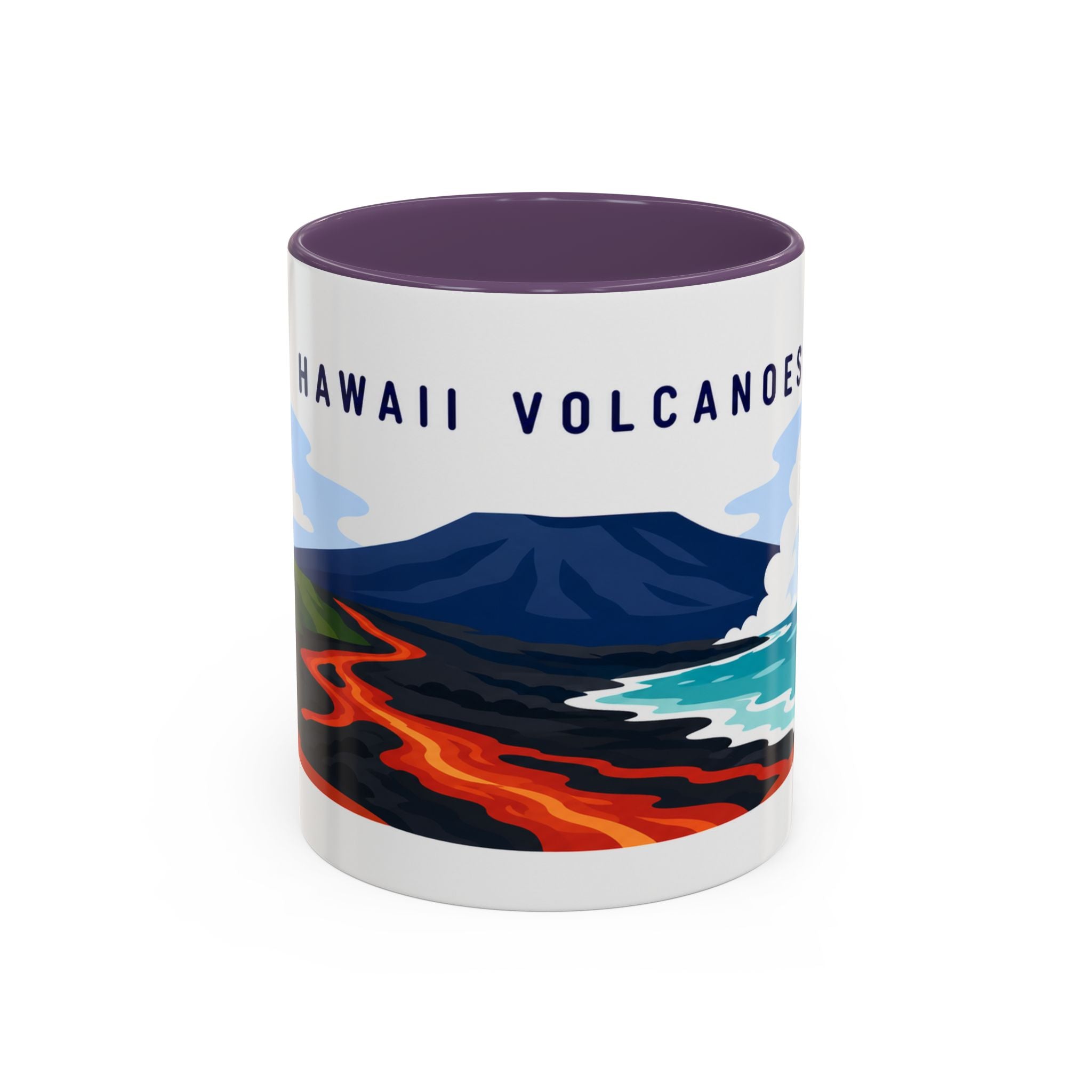 Hawaii Volcanoes Coffee Mug | Travel Destination Souvenir Gift | Accent Color Ceramic 11oz 15oz