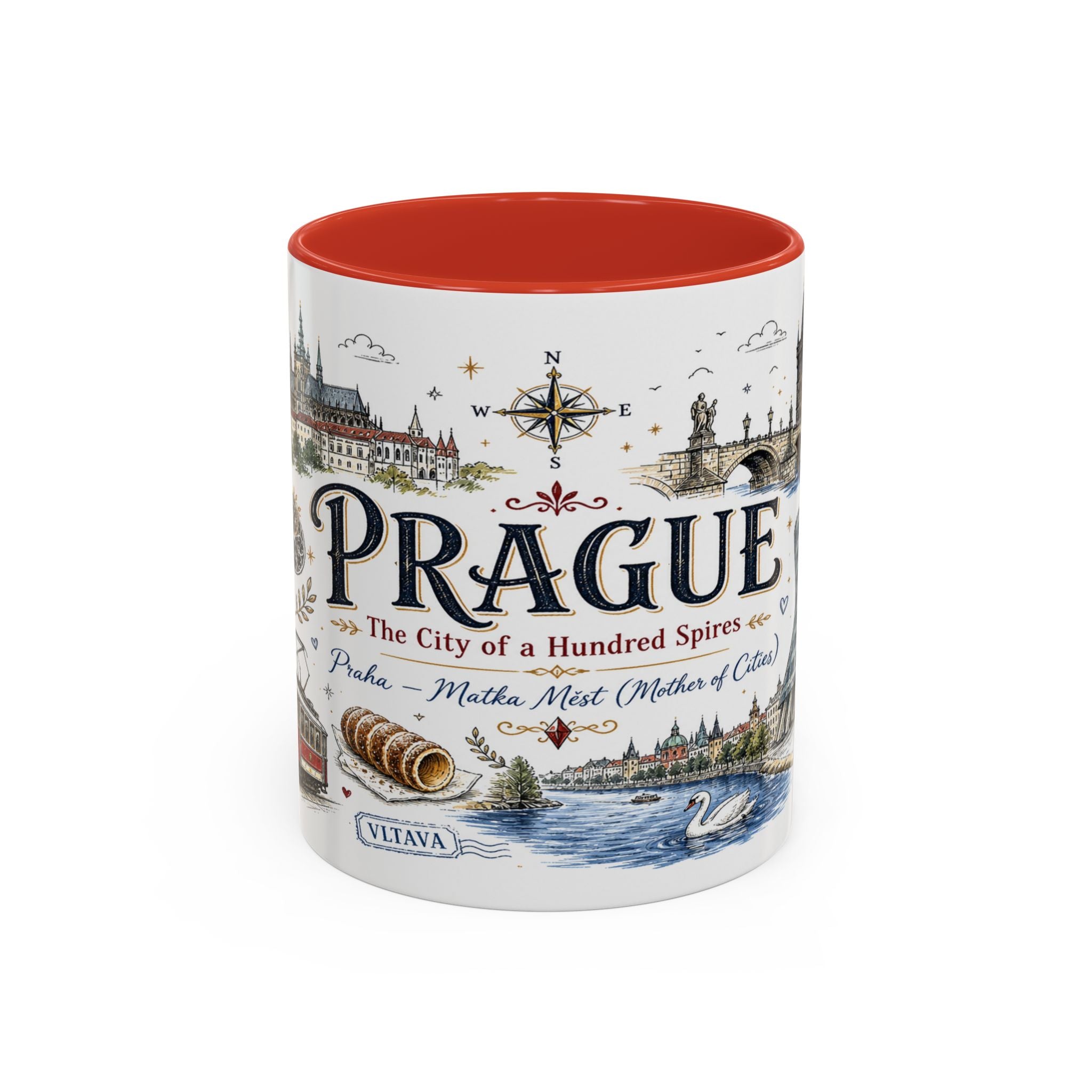 Prague Coffee Mug | Czech Republic Souvenir Travel Gift | Accent Color Ceramic 11oz 15oz