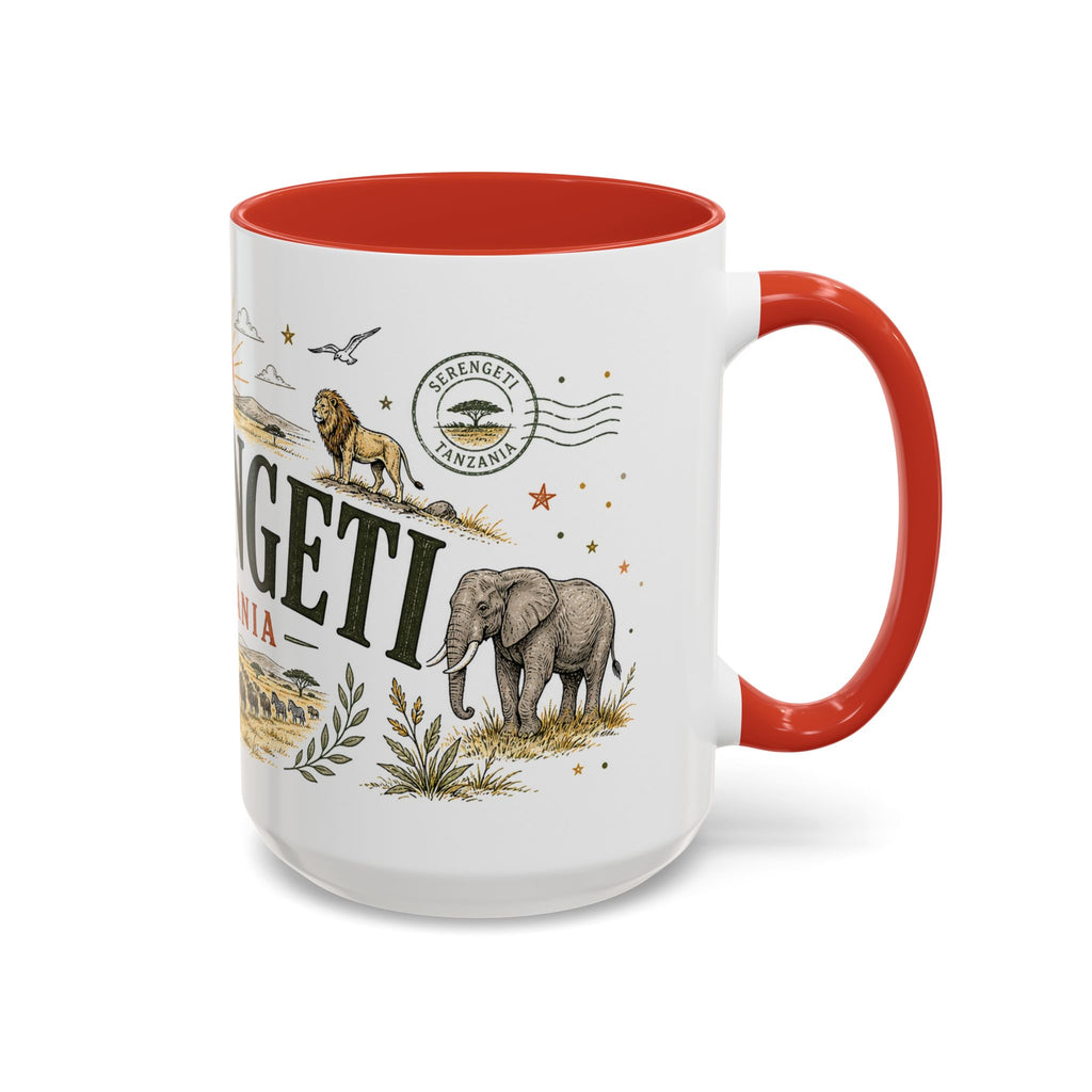 Serengeti Coffee Mug | Travel Destination Souvenir Gift | Accent Color Ceramic 11oz 15oz