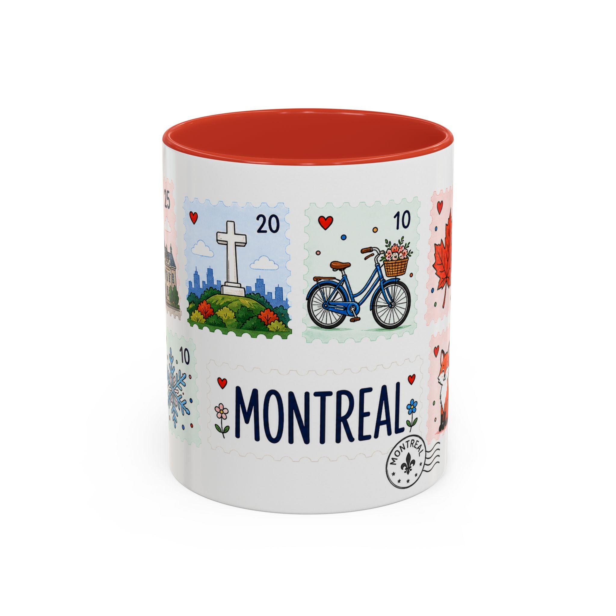 Montreal Coffee Mug | Postage Stamp Collage Mug | Travel Souvenir Accent Cup 11oz 15oz