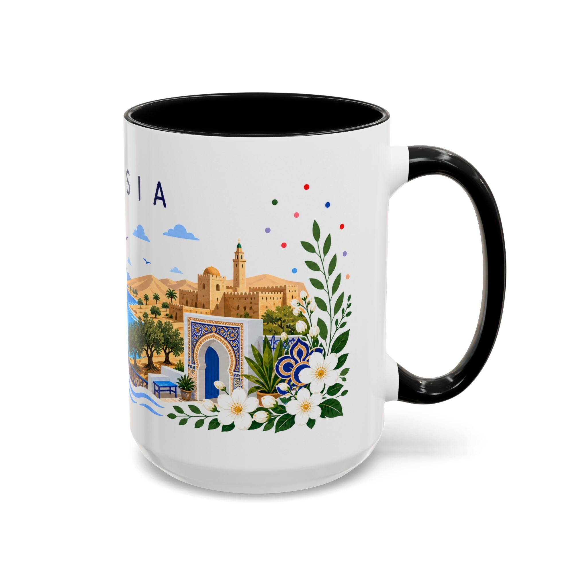 Tunisia Coffee Mug | Travel Souvenir Accent Mug | Place Gift Ceramic Cup 11oz 15oz