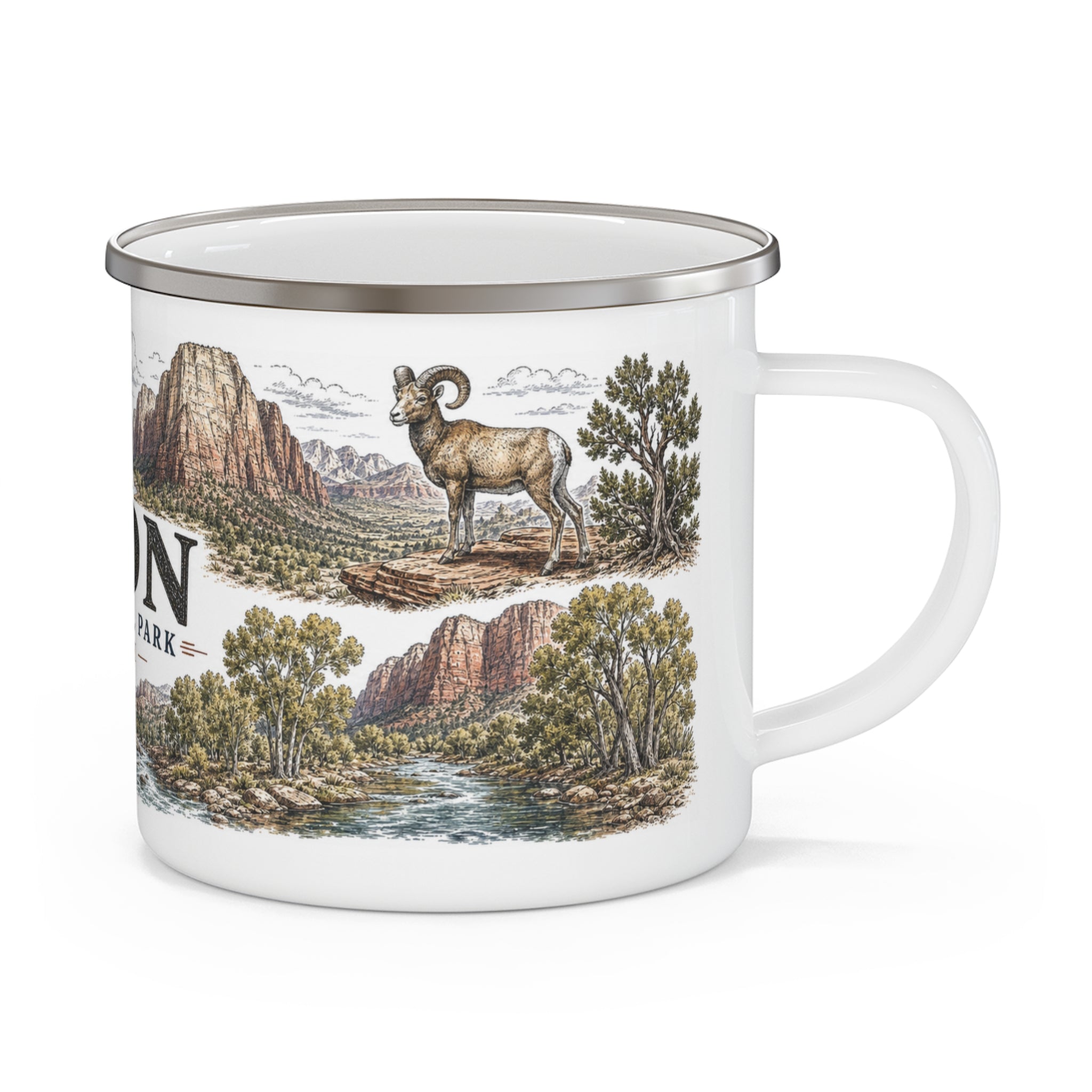 Zion National Park Vintage Enamel Camping Mug | 12oz National Park Hiking Gift