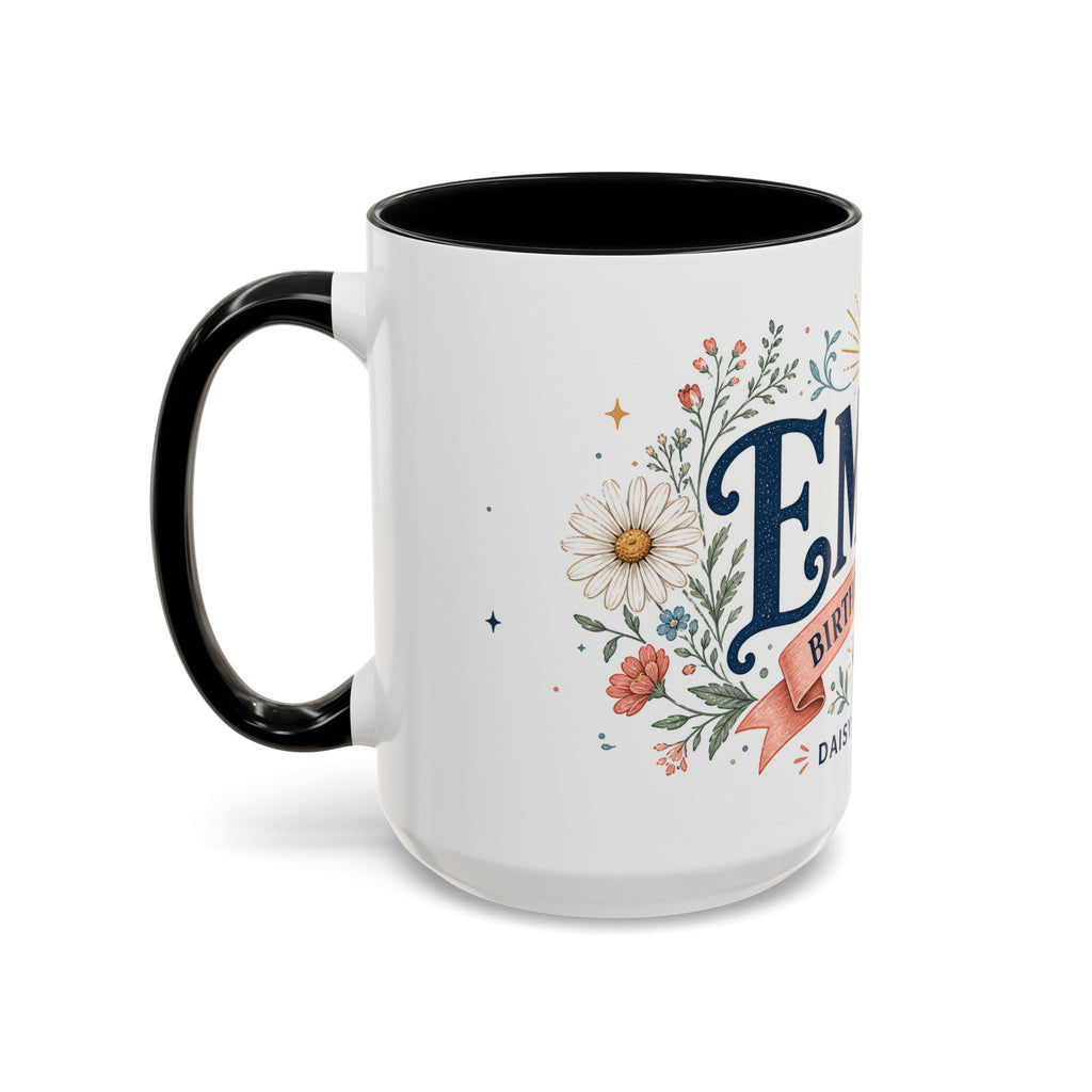 Personalized Name Birth Month Mug | Birth Flower Stone Birthday Gift | 11oz 15oz