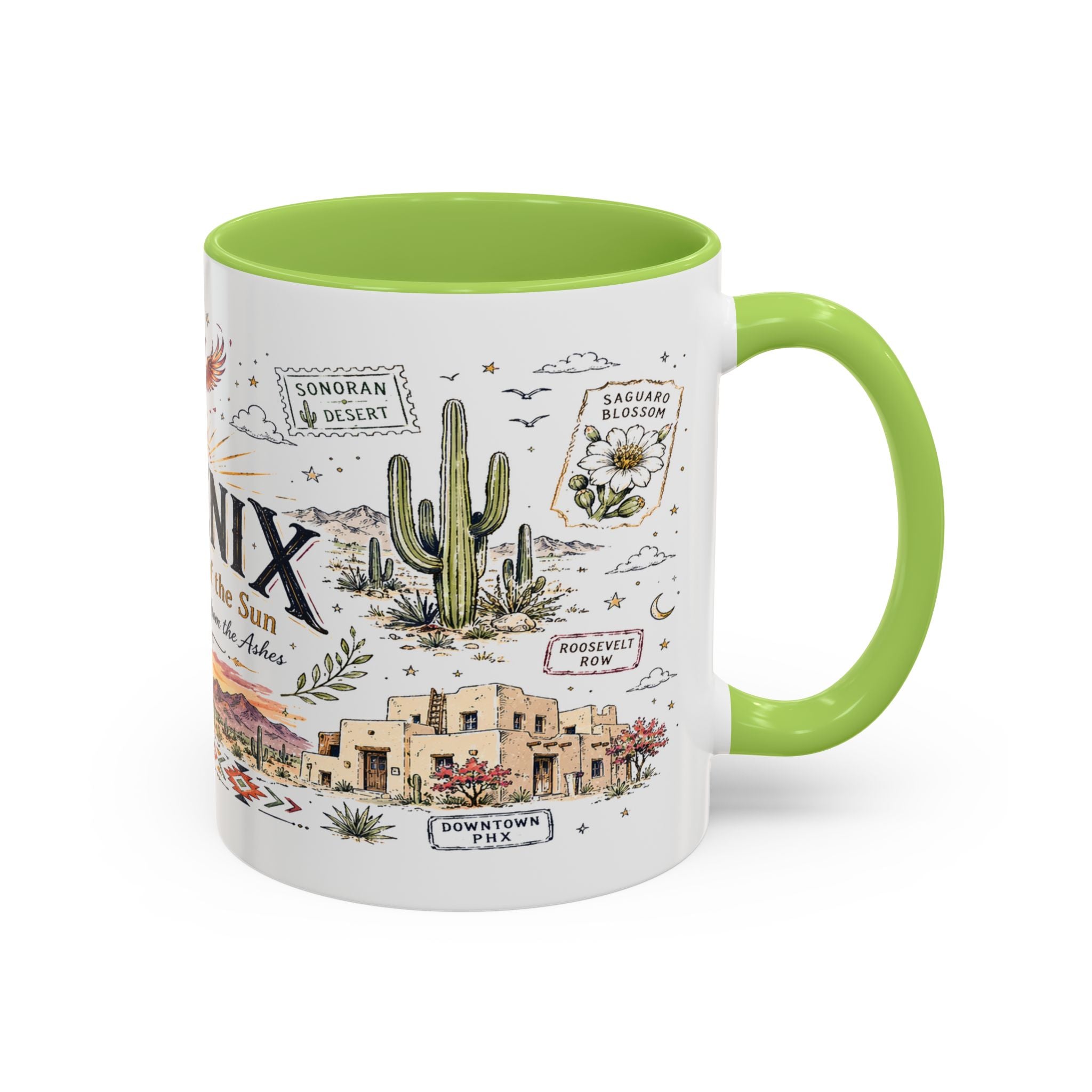 Phoenix Coffee Mug | Arizona Souvenir City Gift | Accent Color Ceramic 11oz 15oz