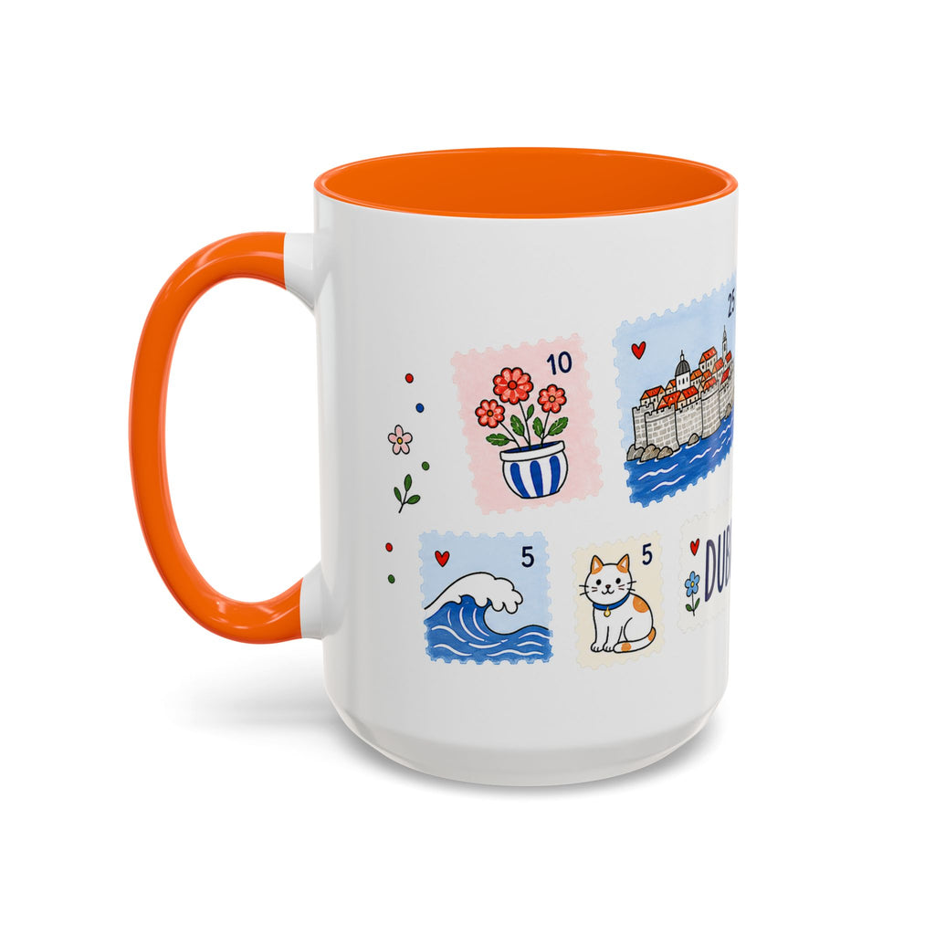 Dubrovnik Coffee Mug | Postage Stamp Collage Mug | Travel Souvenir Accent Cup 11oz 15oz