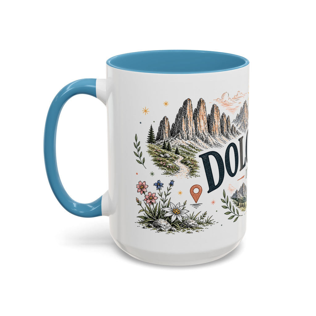Dolomites Coffee Mug | Travel Destination Souvenir Gift | Accent Color Ceramic 11oz 15oz