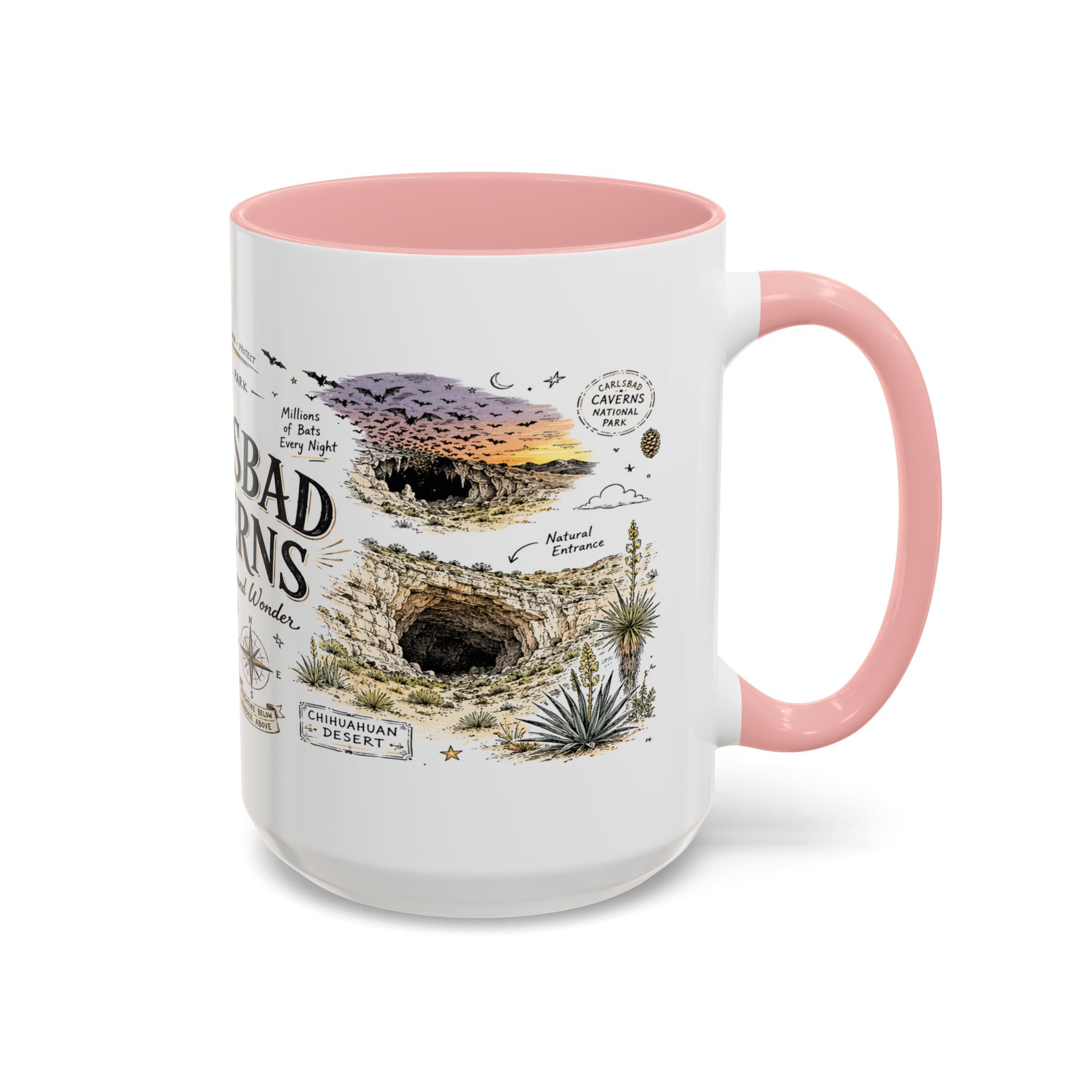 Carlsbad Caverns National Park Coffee Mug | New Mexico Cave Exploration Bat Gift | Accent Color Ceramic 11oz 15oz