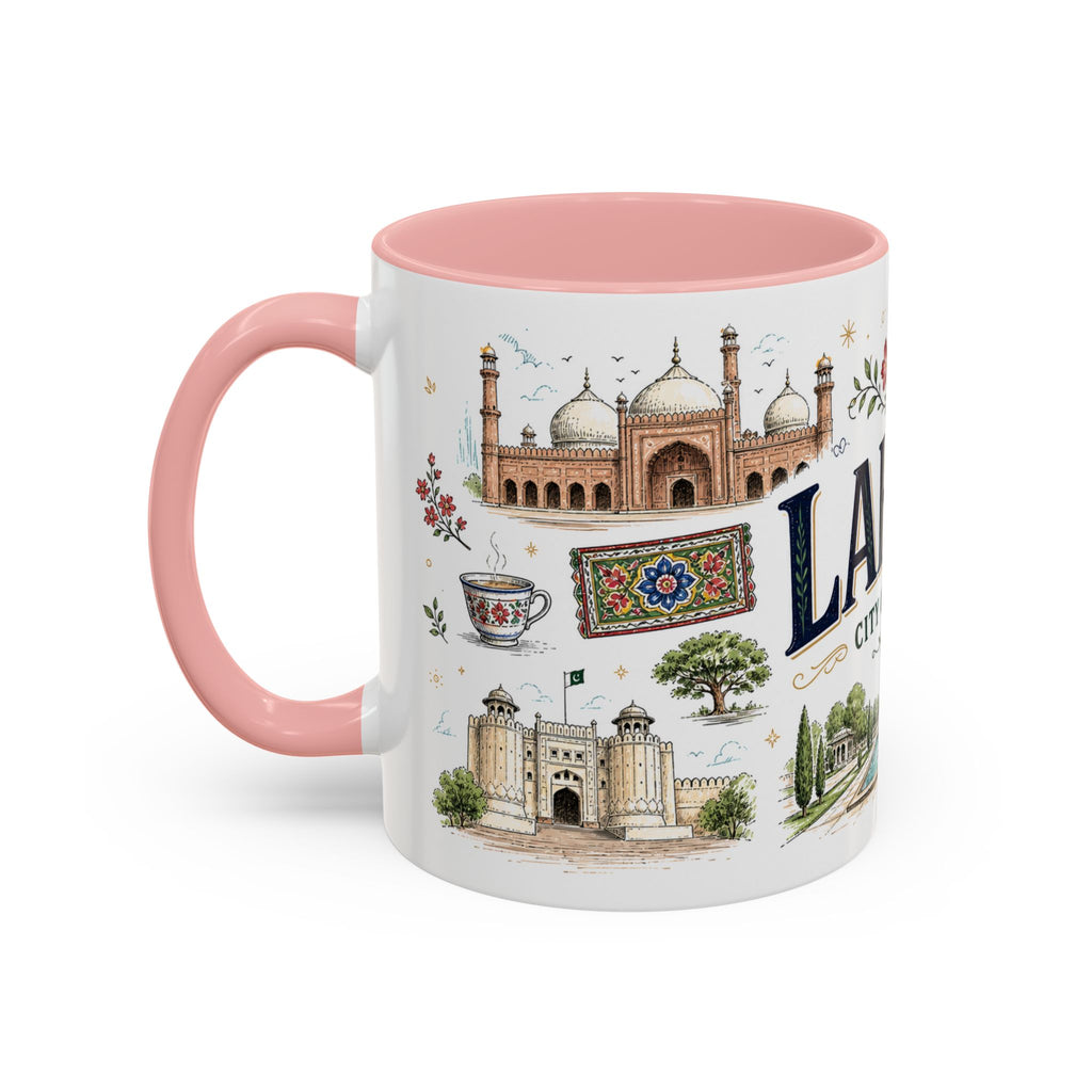 Lahore Coffee Mug | Pakistan Souvenir Travel Gift | Accent Color Ceramic 11oz 15oz
