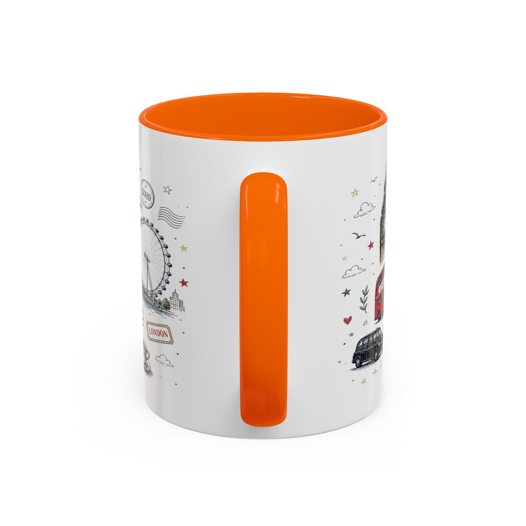 London Coffee Mug | England Souvenir Travel Gift | Accent Color Ceramic 11oz 15oz