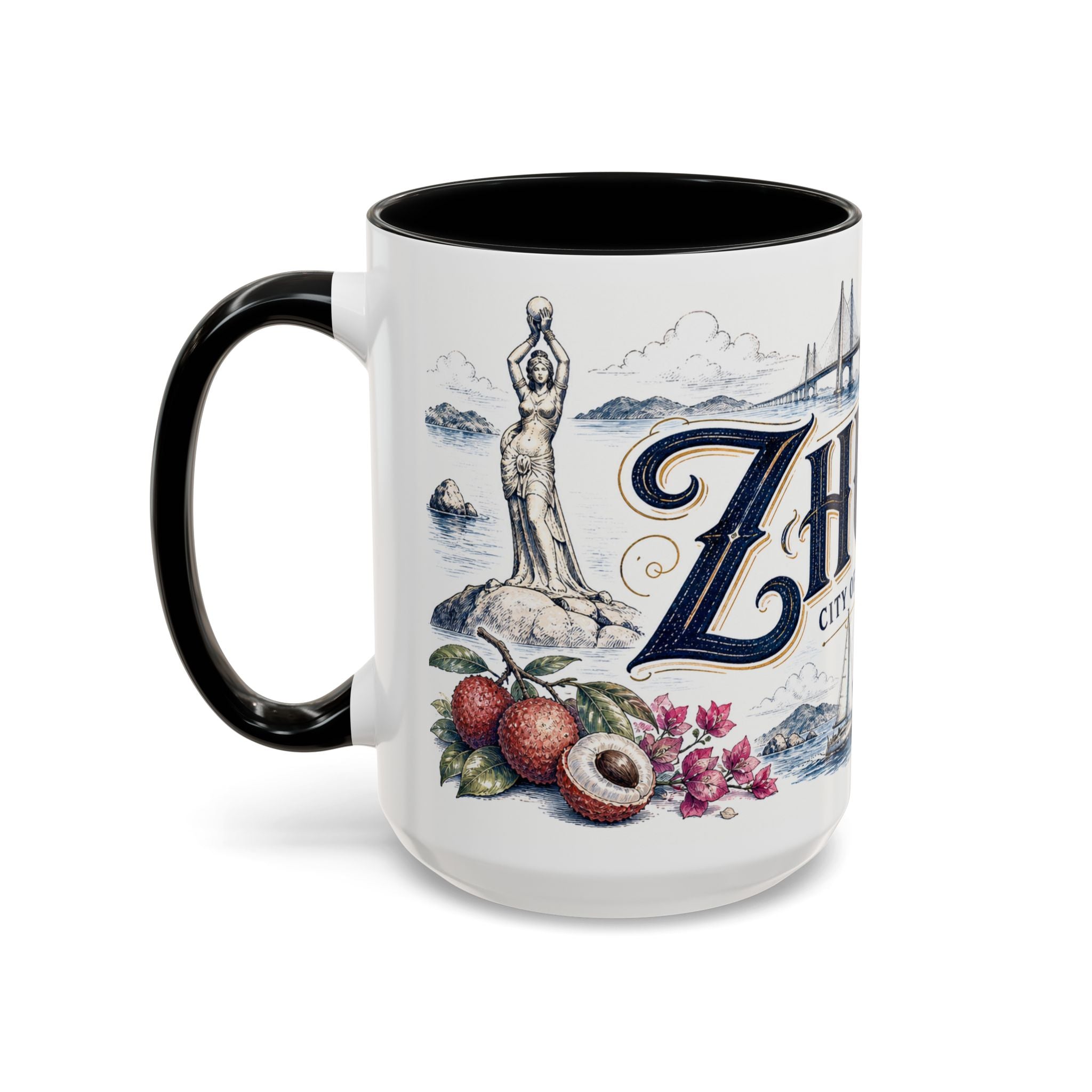 Zhuhai Coffee Mug | China Travel Souvenir | Vintage Illustrated City Gift | 11 oz 15 oz Accent Mug
