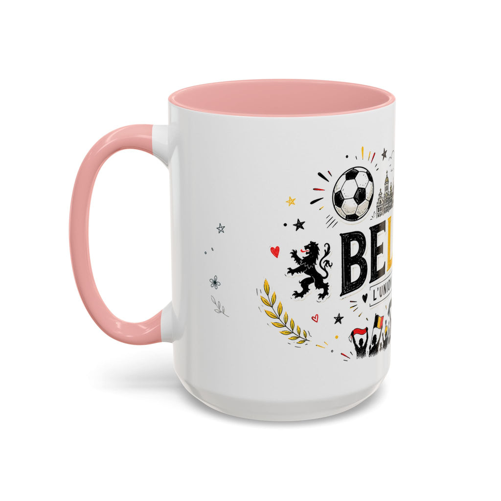 Belgium Soccer Coffee Mug | Soccer Fan Gift | Accent Color Ceramic 11oz 15oz Match Day Cup