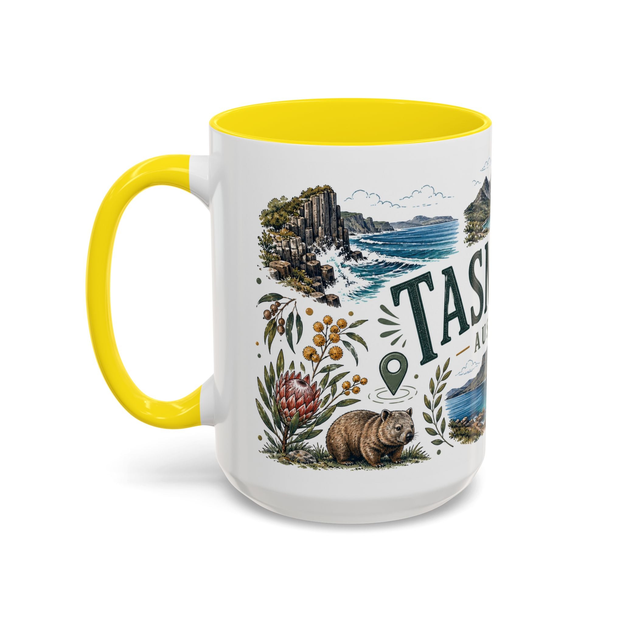 Tasmania Coffee Mug | Travel Destination Souvenir Gift | Accent Color Ceramic 11oz 15oz