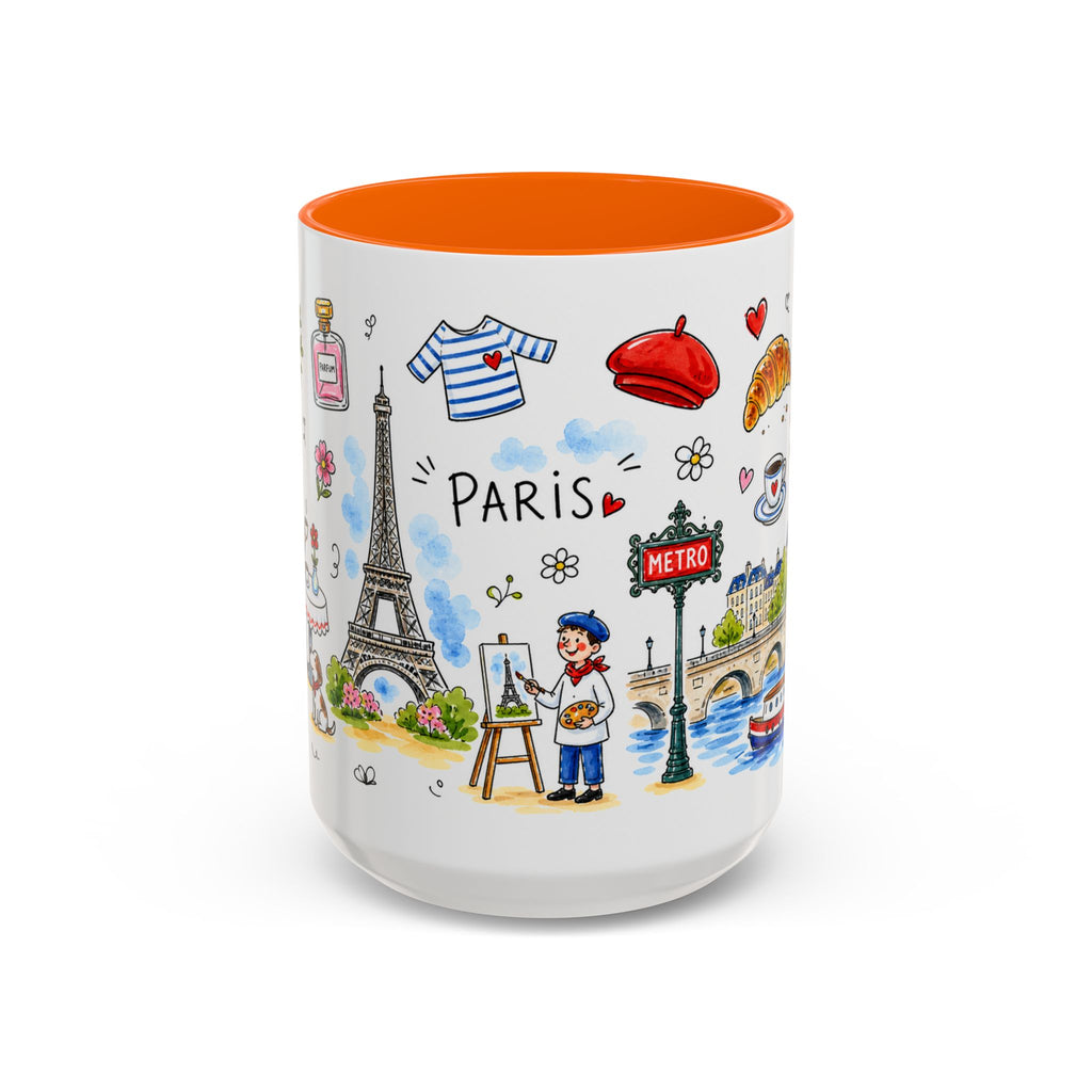 Paris Travel Mug | European City Souvenir Accent Coffee Mug | 11oz 15oz Ceramic Cup