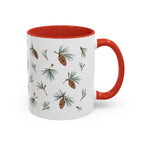 Maine White Pine Cone and Tassel Mug, State Flower Floral Coffee Cup, 11oz Botanical Gift