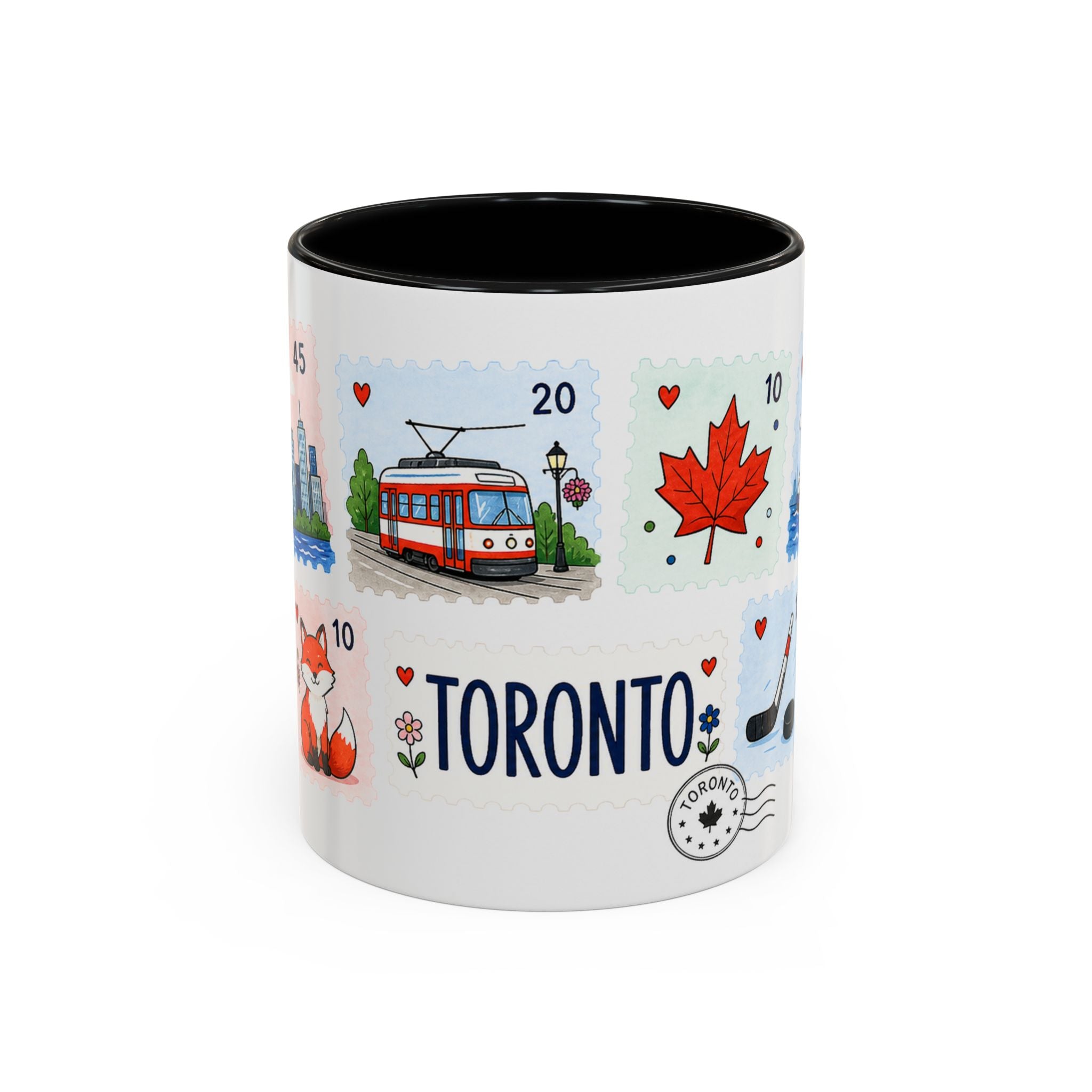 Toronto Coffee Mug | Postage Stamp Collage Mug | Travel Souvenir Accent Cup 11oz 15oz