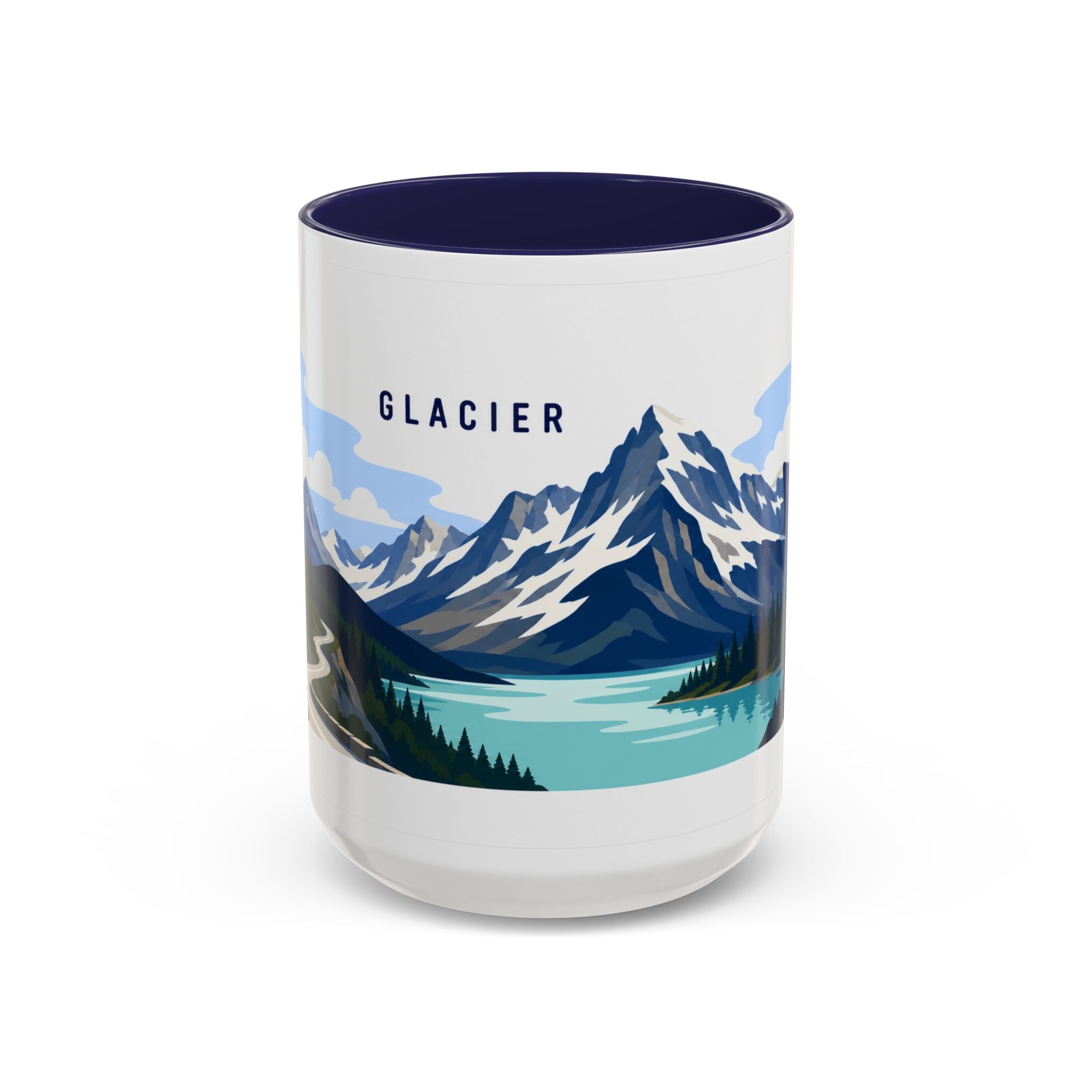 Glacier National Park Coffee Mug | Solid Color Block Park Souvenir | 11oz 15oz Accent Mug