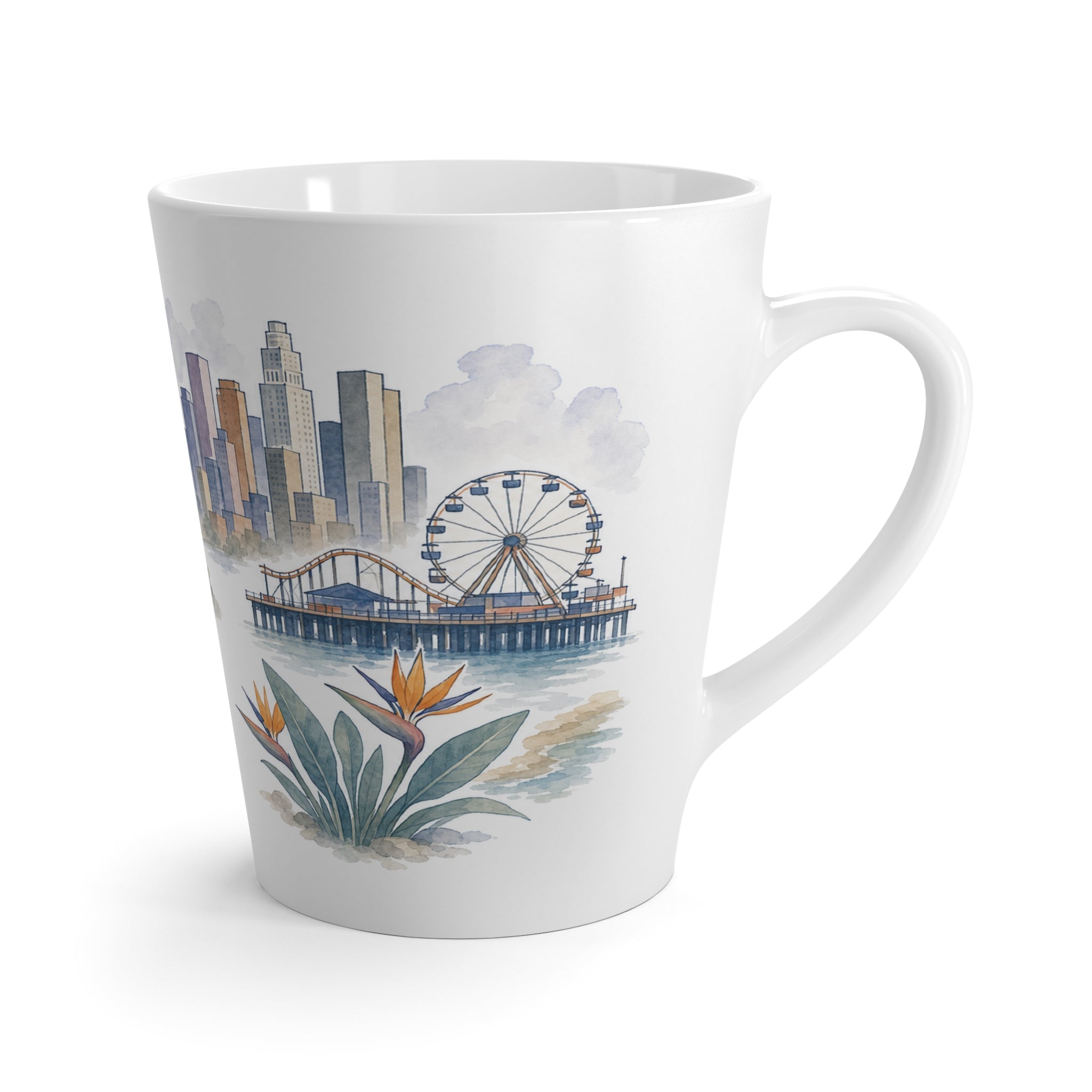 Los Angeles Latte Mug | Watercolor City Travel Mug | 12 oz Ceramic Souvenir Gift