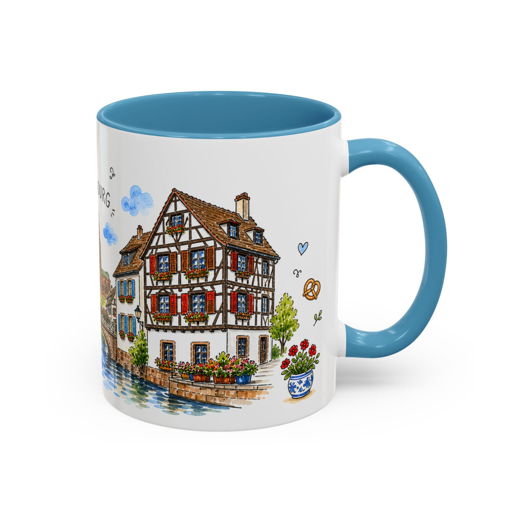 Strasbourg Illustrated Travel Mug | France Souvenir Accent Coffee Mug | 11oz 15oz Ceramic Cup