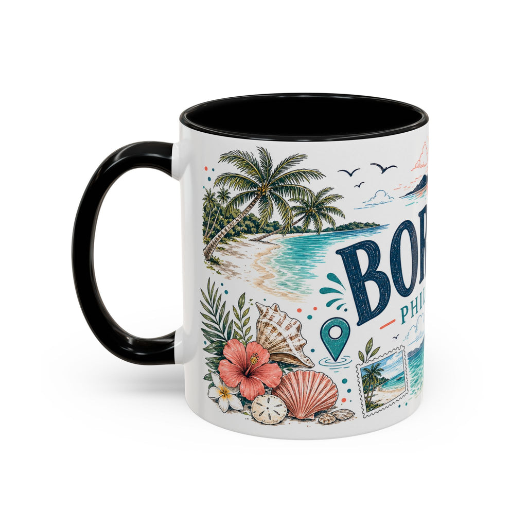 Boracay Coffee Mug | Travel Destination Souvenir Gift | Accent Color Ceramic 11oz 15oz