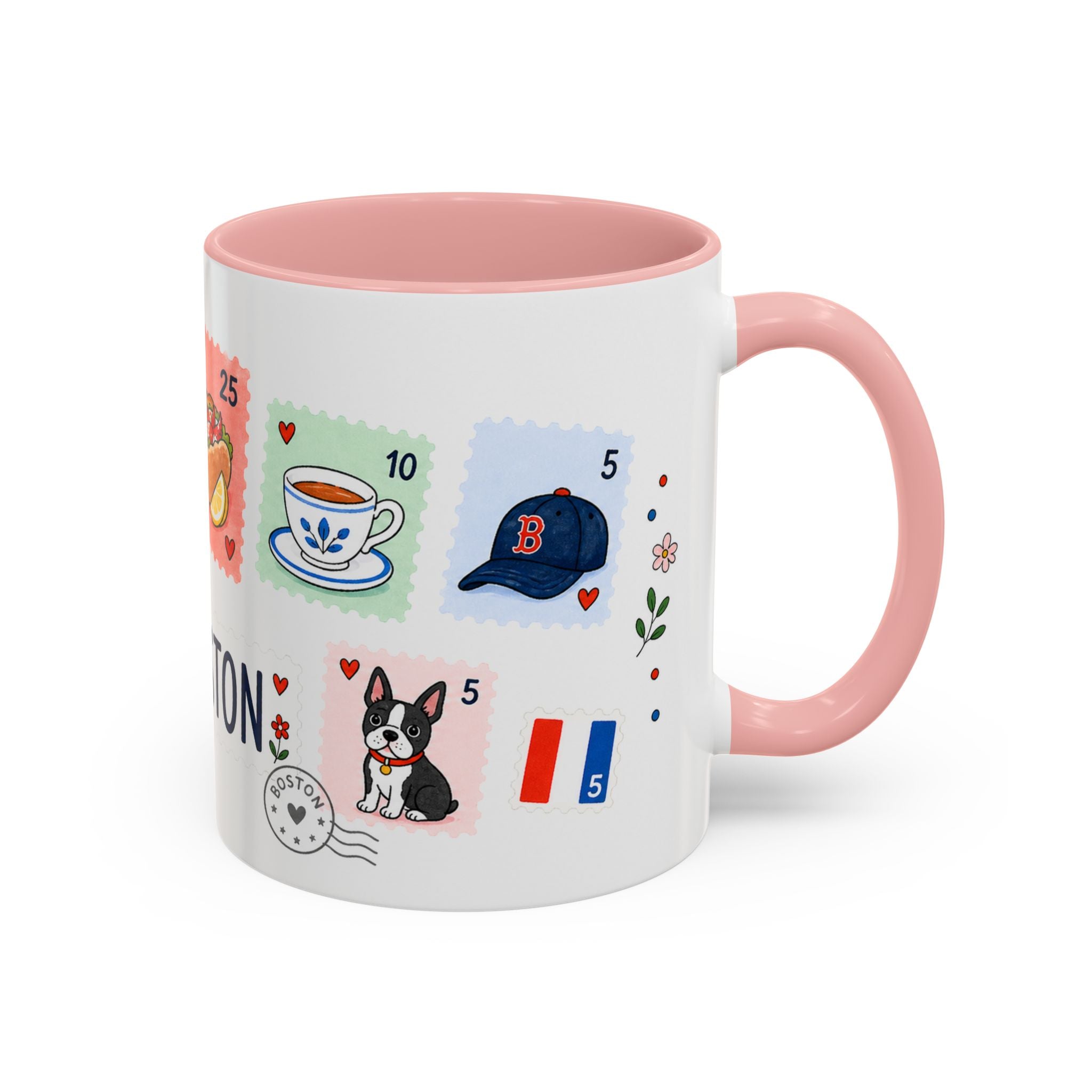 Boston Coffee Mug | Postage Stamp Collage Mug | Travel Souvenir Accent Cup 11oz 15oz