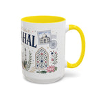 Taj Mahal Coffee Mug | Travel Destination Souvenir Gift | Accent Color Ceramic 11oz 15oz