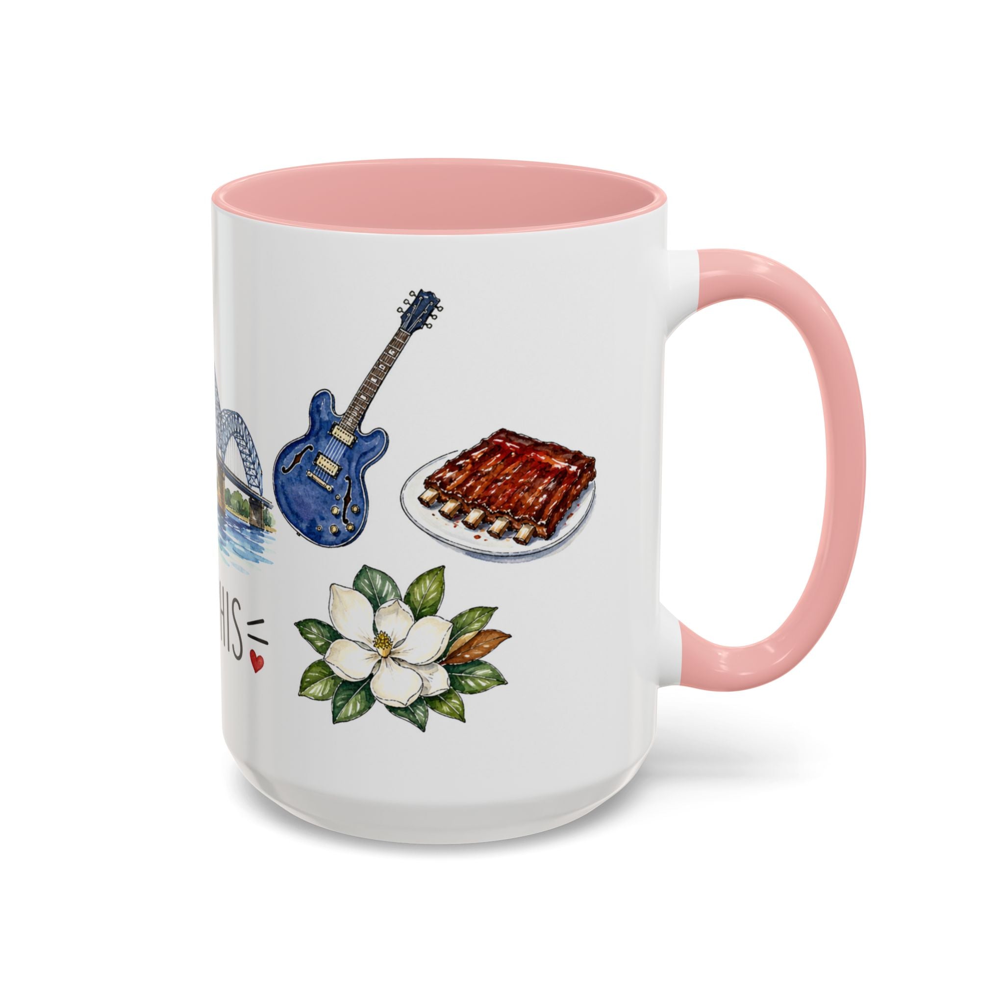 Memphis Illustrated Travel Mug | City Souvenir Accent Coffee Mug | 11oz 15oz Ceramic Cup