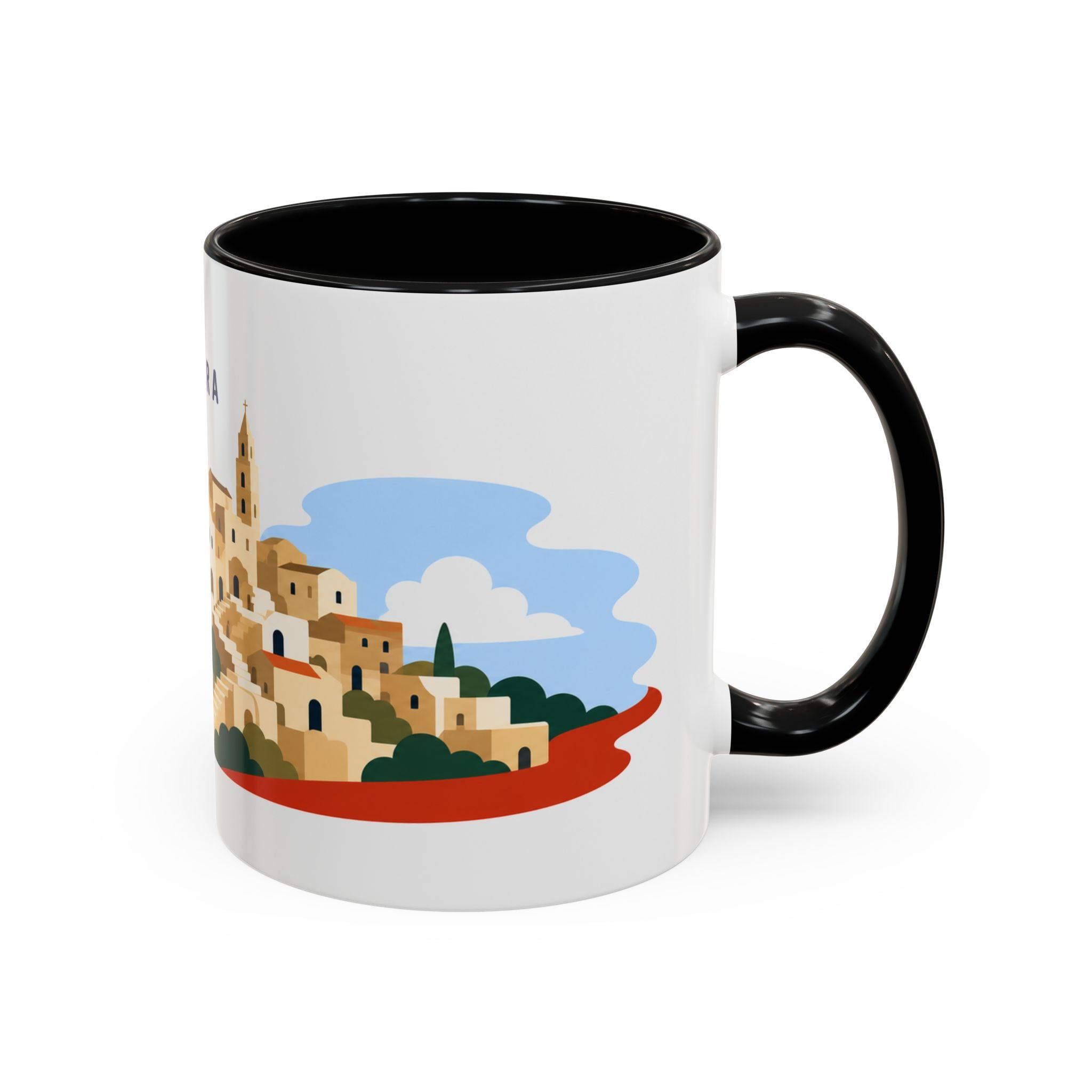 Matera Coffee Mug | Travel Destination Souvenir Gift | Accent Color Ceramic 11oz 15oz