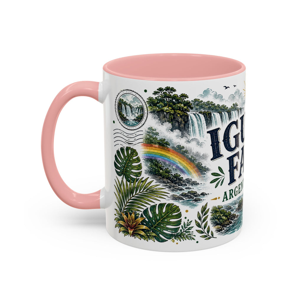 Iguazu Falls Coffee Mug | Travel Destination Souvenir Gift | Accent Color Ceramic 11oz 15oz