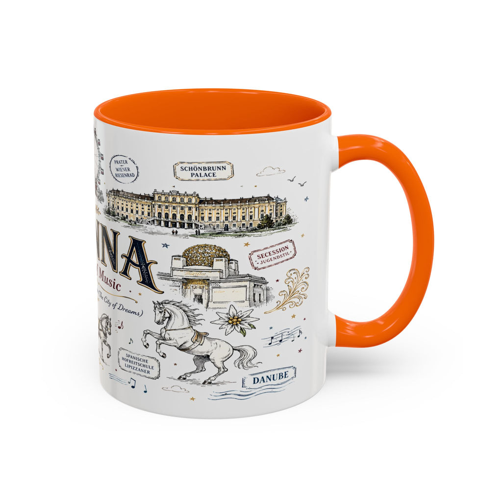 Vienna Coffee Mug | Austria Souvenir Travel Gift | Accent Color Ceramic 11oz 15oz
